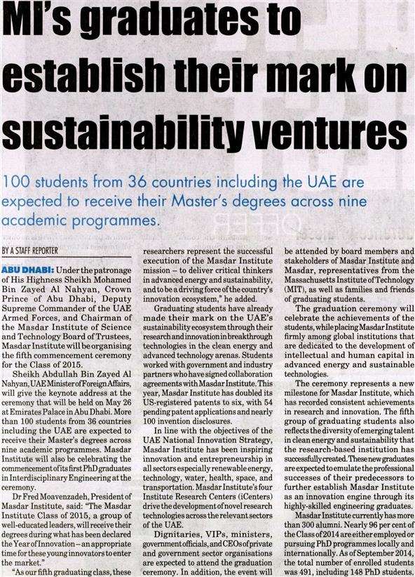 17 Masdar Institute to Celebrate Fifth Commencement Ceremony on 26 May - Coverage Report_Page_11_Image_0001