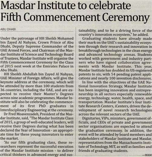 17 Masdar Institute to Celebrate Fifth Commencement Ceremony on 26 May - Coverage Report_Page_12_Image_0001