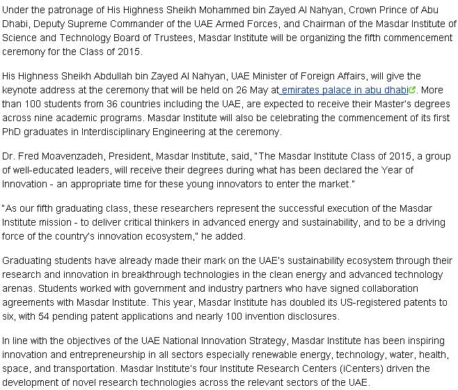 17 Masdar Institute to Celebrate Fifth Commencement Ceremony on 26 May - Coverage Report_Page_39_Image_0002